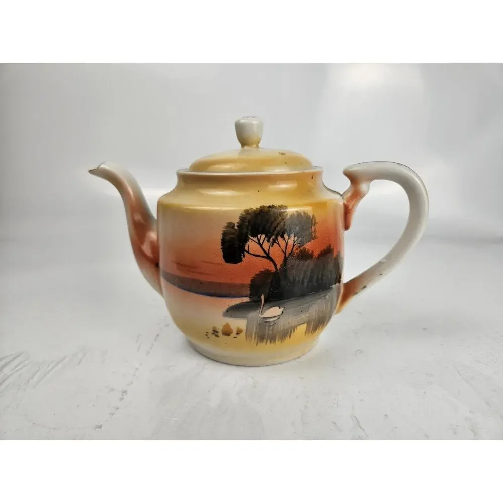 Japan Lustreware Handpainted Sunset Tea Set Porcelain 9‎ Pieces